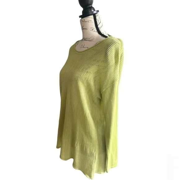 Parkhurst Sweater Semi Sheer Lime Green 100% Cotton Womens Medium - Picture 3 of 13